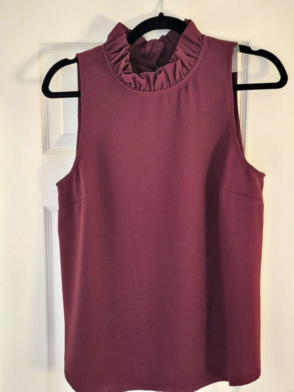J.Crew Ruffle-neck top in 365 crepe Sleeveless Top in Purple Size